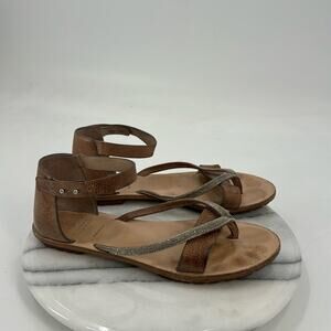 Brunello Cucinelli tan leather multi strap sandals